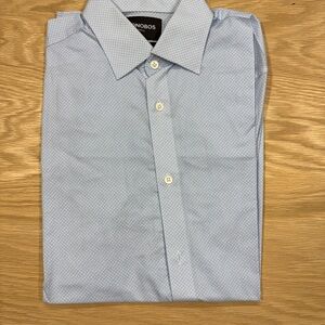 Bonobos Men's Light Blue Microdot Spread Collar Dress Shirt